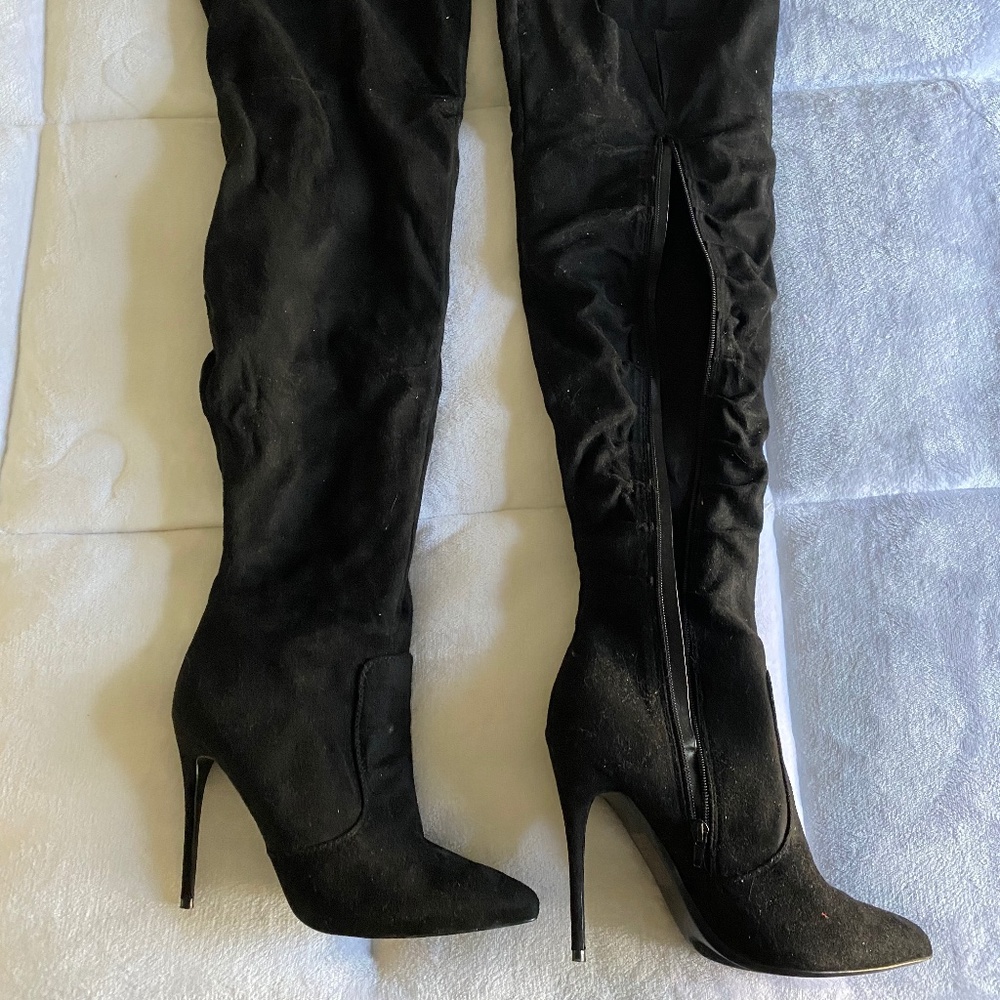 Thigh High Faux Suede heels